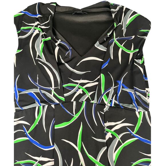 Banana Republic Petite Black Abstract Print Sleeveless Dress PL Y2K - Picture 2 of 9